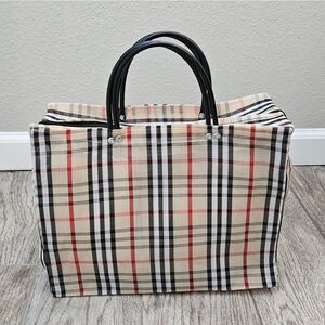 NWOT Plaid Mesh Tote Bag